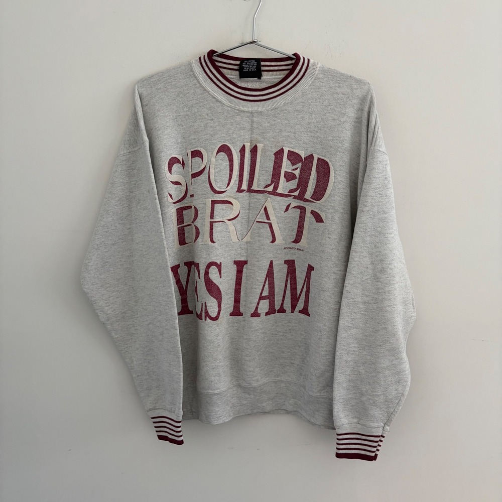 Vintage Spoiled Brat Yes I Am Graphic Sweatshirt Grey Ringer XX-BAD Made in USA